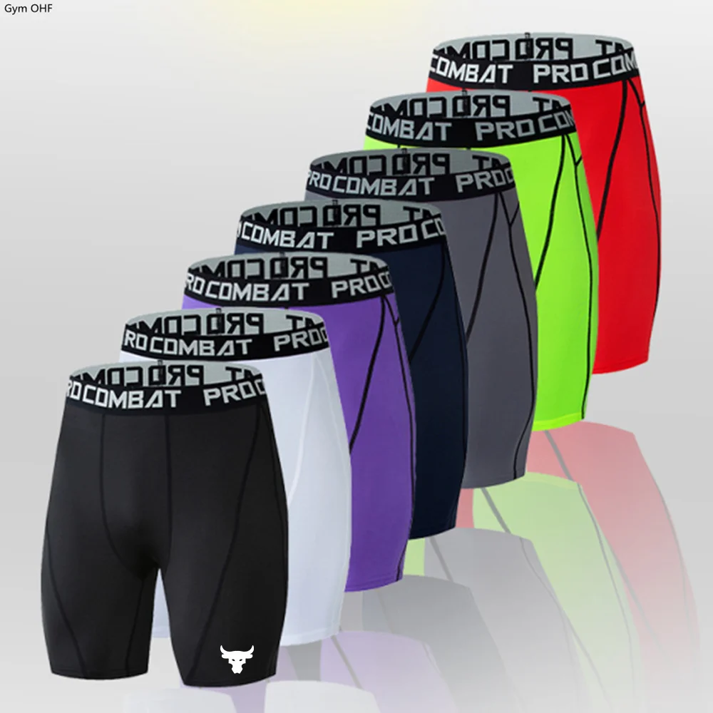 Men's Compression Pants Shorts Men Sportswear Training Leggings Bodybuilding Gym Skinny Trousers Tights Yoga Shorts Running