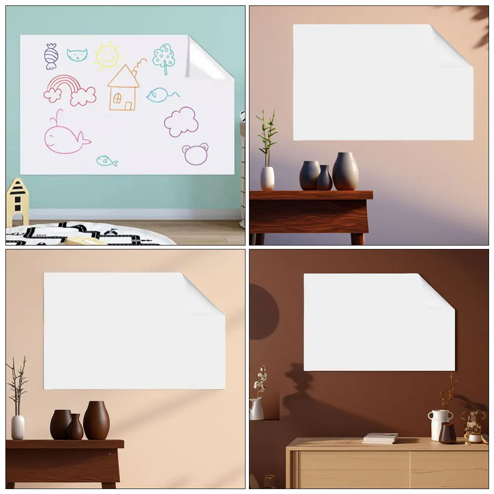 2 Rolls Large Dry Erase Board Sticker Static Cling Whiteboard Reusable Smooth Surface For Wall Office School Home Pp Material