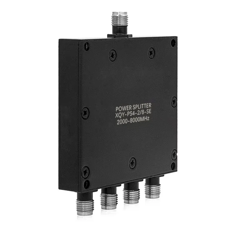 RF 4-Way Power Divider 2-8GHz 50 SMA Female Power Splitter WiFi Communication Low Loss XQY-PS4-2/8-SS