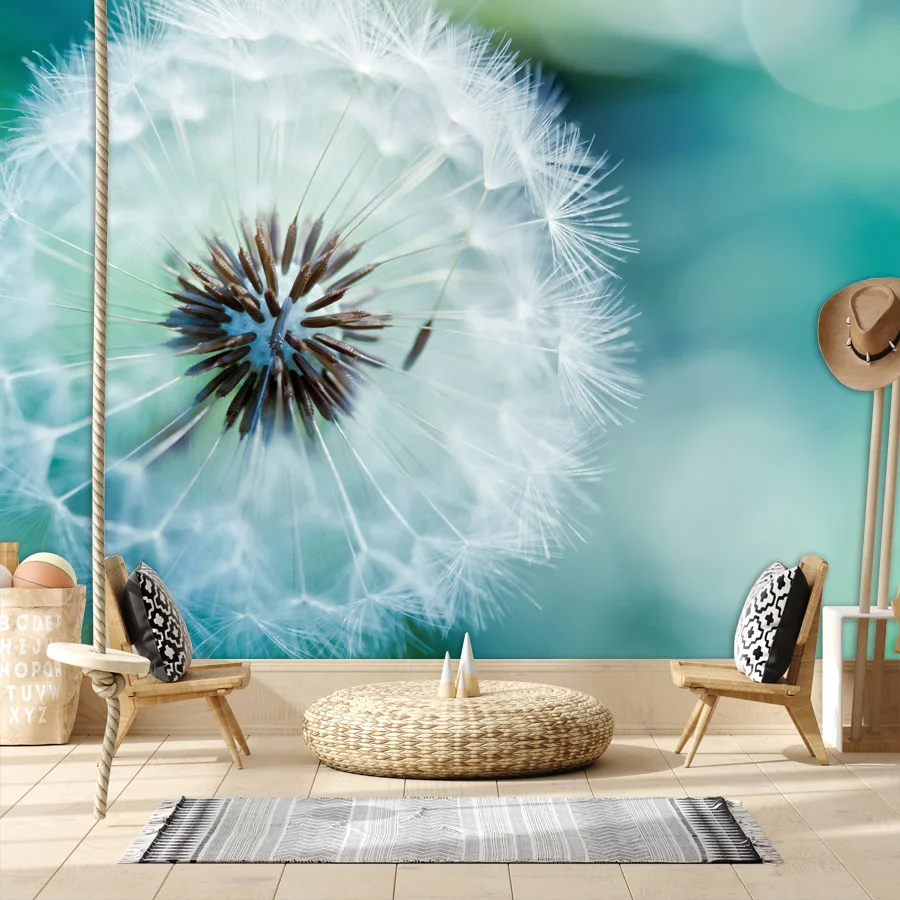 

Custom Self Adhesive Wallpapers Accept for Bedroom Walls Living Room Floral Green Dandelion Contact Wall Papers Home Decor Mural