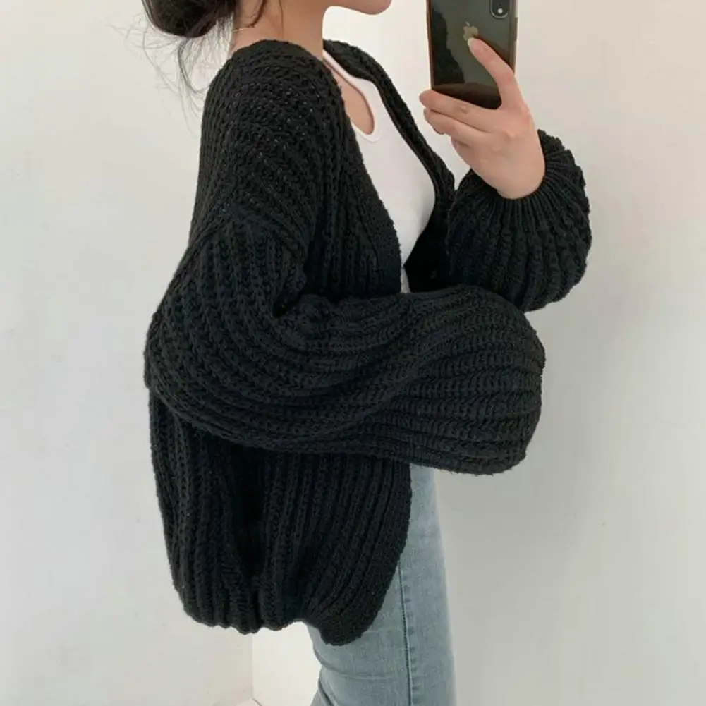 

Front Open Cardigan Cozy Knitted Sweater Coat Warm Batwing Cardigan for Women Loose Fit Long Sleeve Open Front Autumn/winter