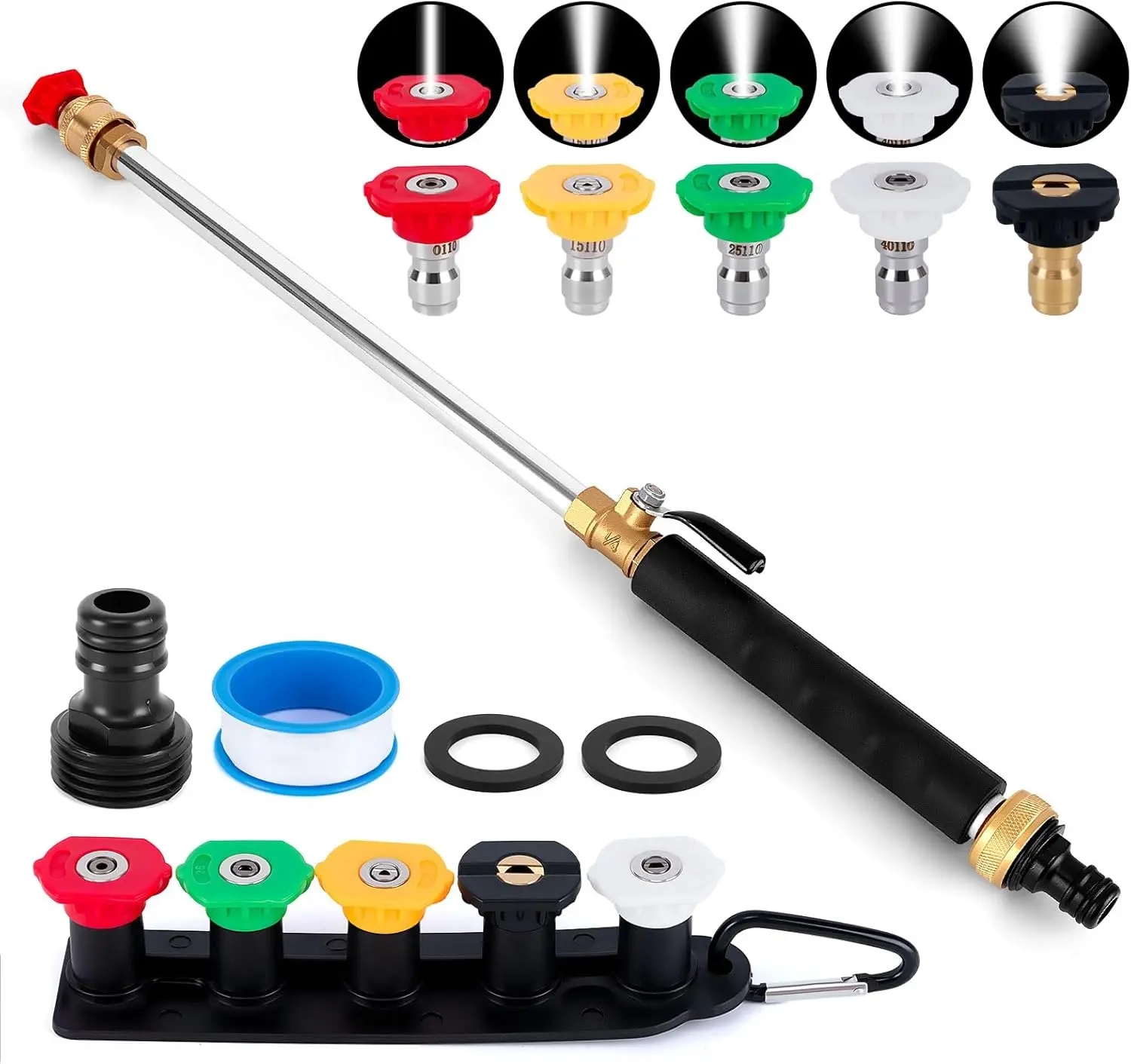 

5-in-1 High Pressure Nozzle for Garden Hose, Hydro Jet Washer Wand Attachment