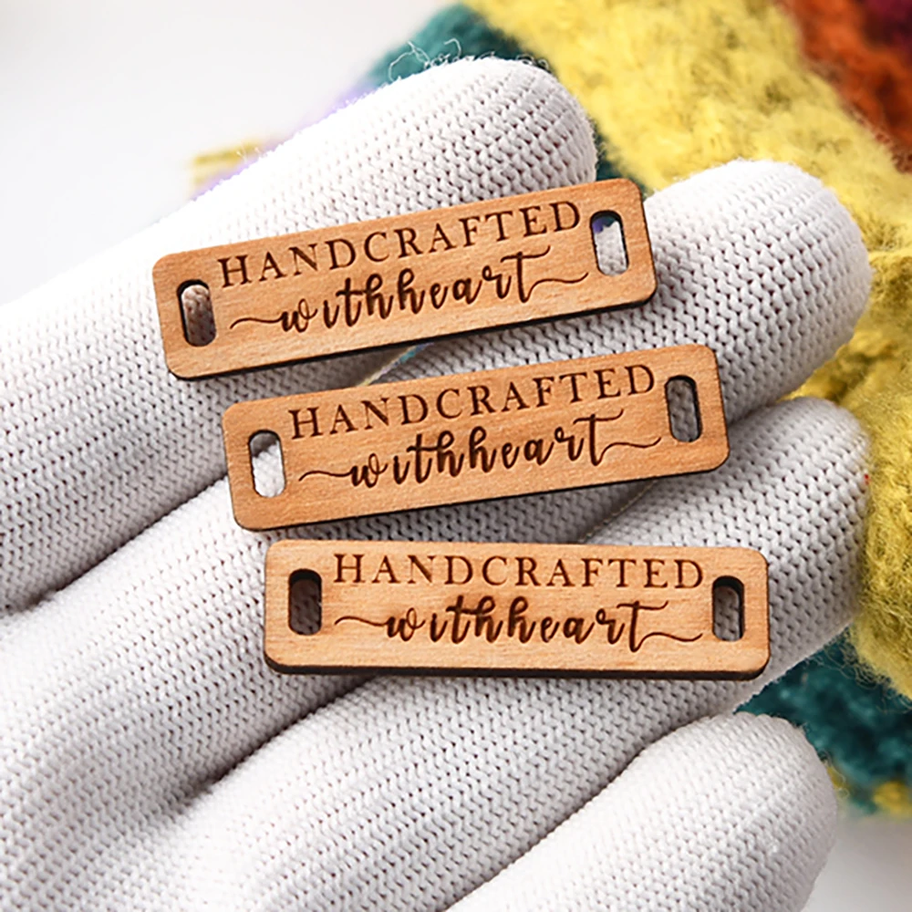 

Custom Laser Engraved Wood Tag 0.39"x1.50" for Canvas Purse, Backpack – Eco Wood Label for Handmade Bags