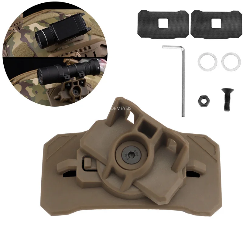 Tactical Helmet Mount for Flashlight Holder Rotation Hook Loop Night Vision Device Mount Adapter Hunting Helmets Accessories