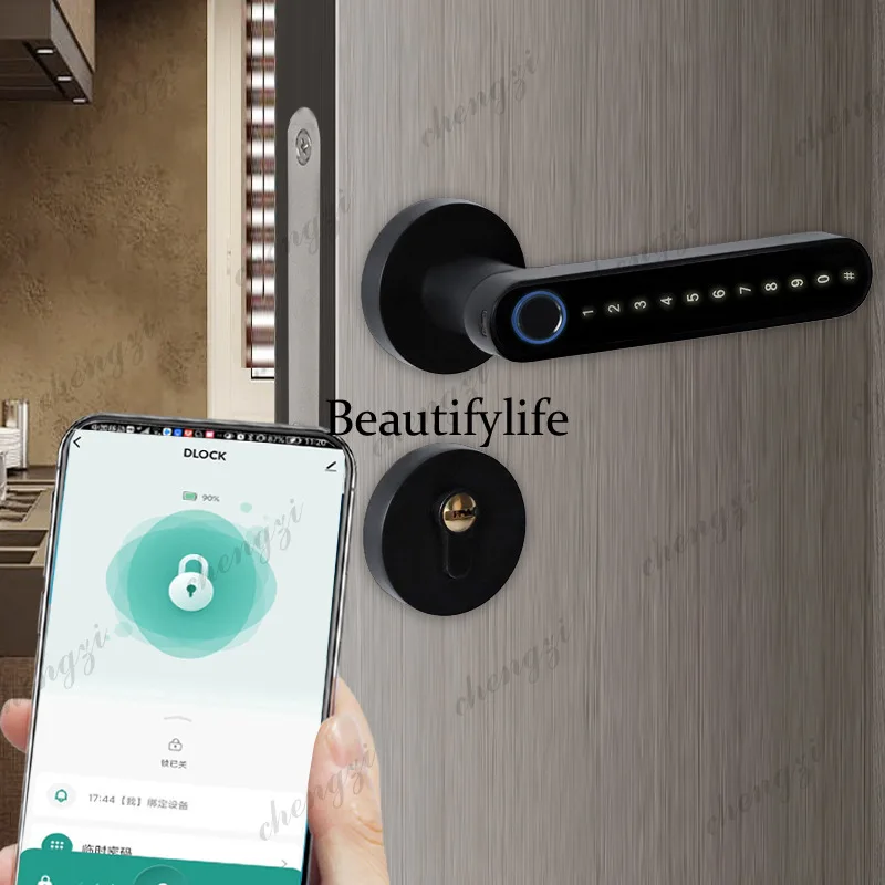 Household smart door lock one-click  opening fingerprint wooden  password lock office door lock multi-mode
