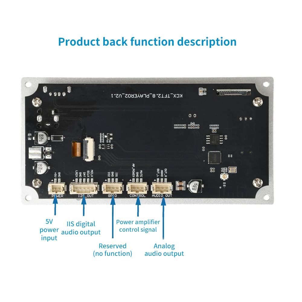2.8 Inch TFT Color LCD Lossless MP3 Decoder Board Bluetooth 5.3 Stereo Audio FLAC WAV APE Decoding USB TF For Car Amplifier