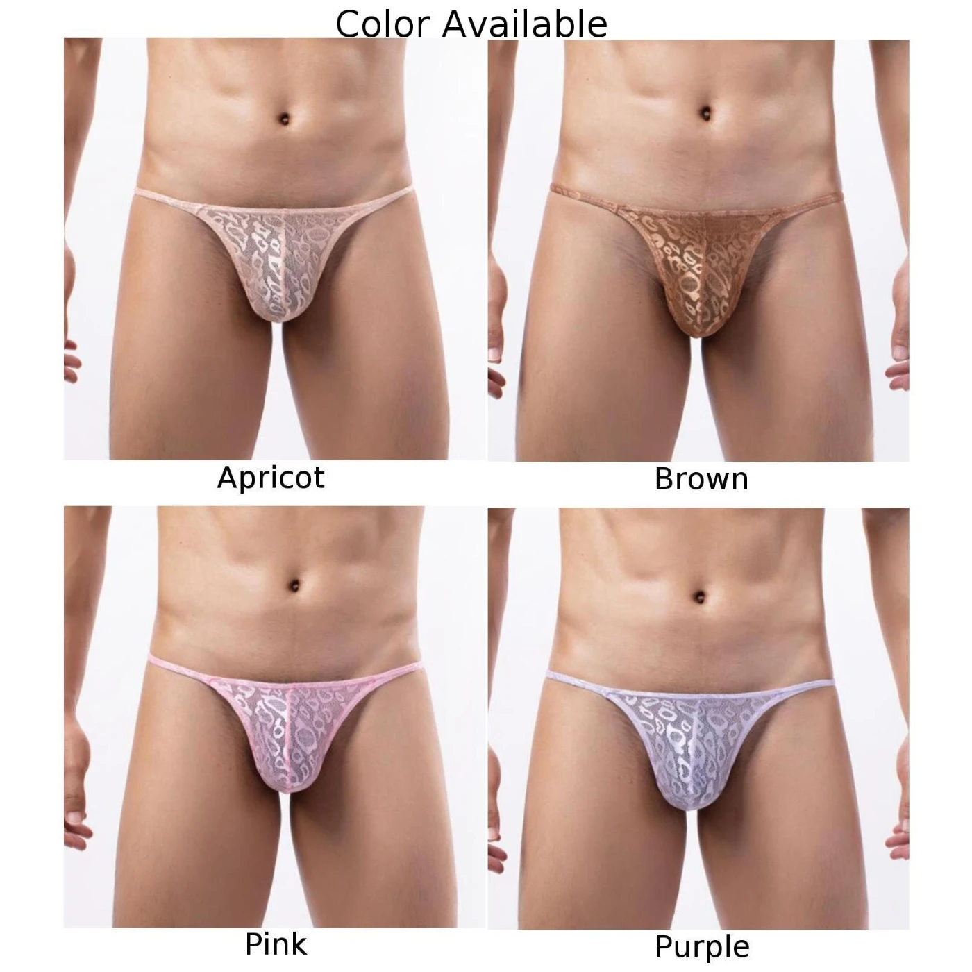 Mens See-Through T-Back Thongs Sexy Sissy Lingerie Briefs Bare Buttocks G-String Panties Gay Underwear Convex Pouch Underpants