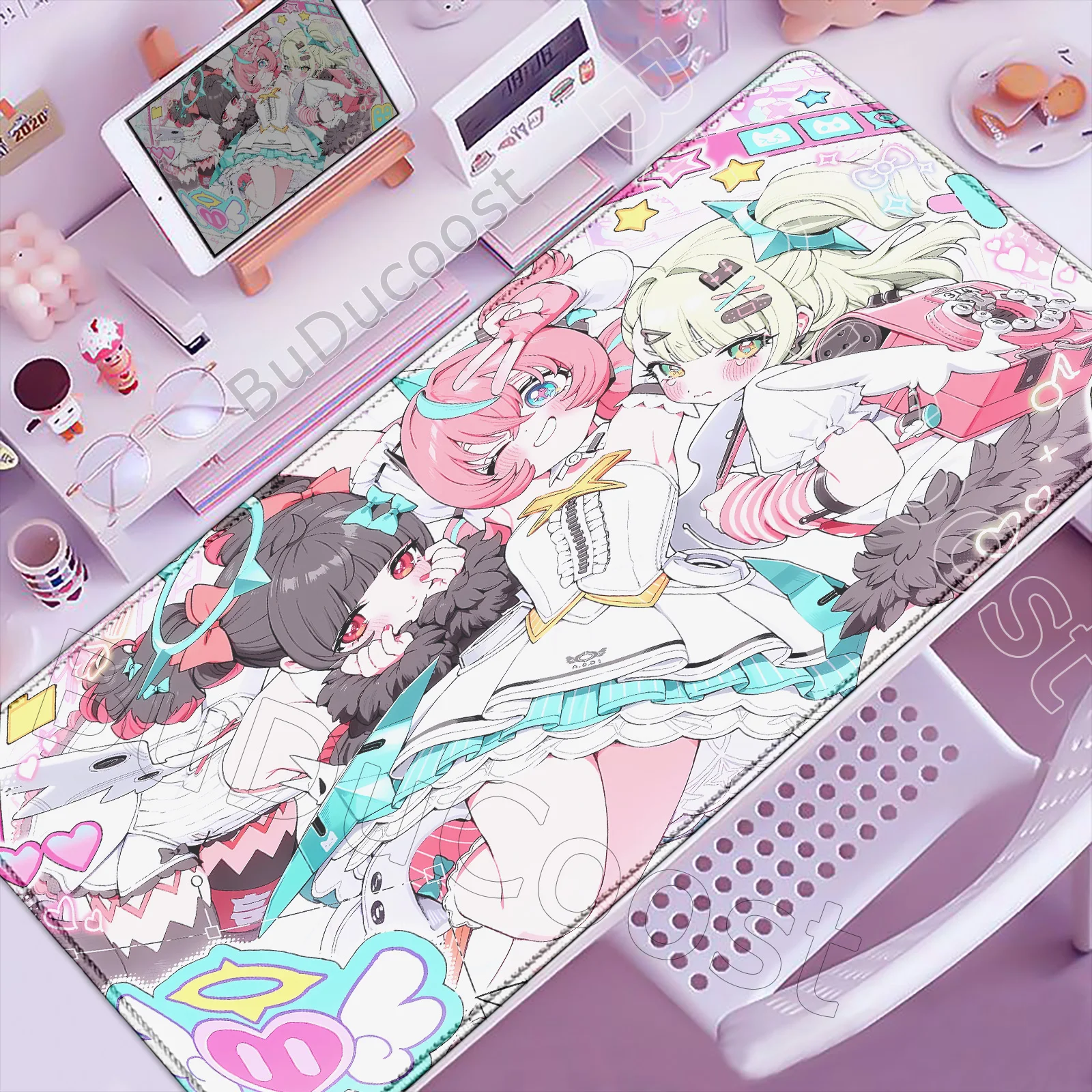 Kawaii Large AOD Cute Angels of Delusion Anime Girl Zenless Zone Zero Mouse Pad ZZZ Aria Chinatsu Mousepad XXL Game Keyboard Mat