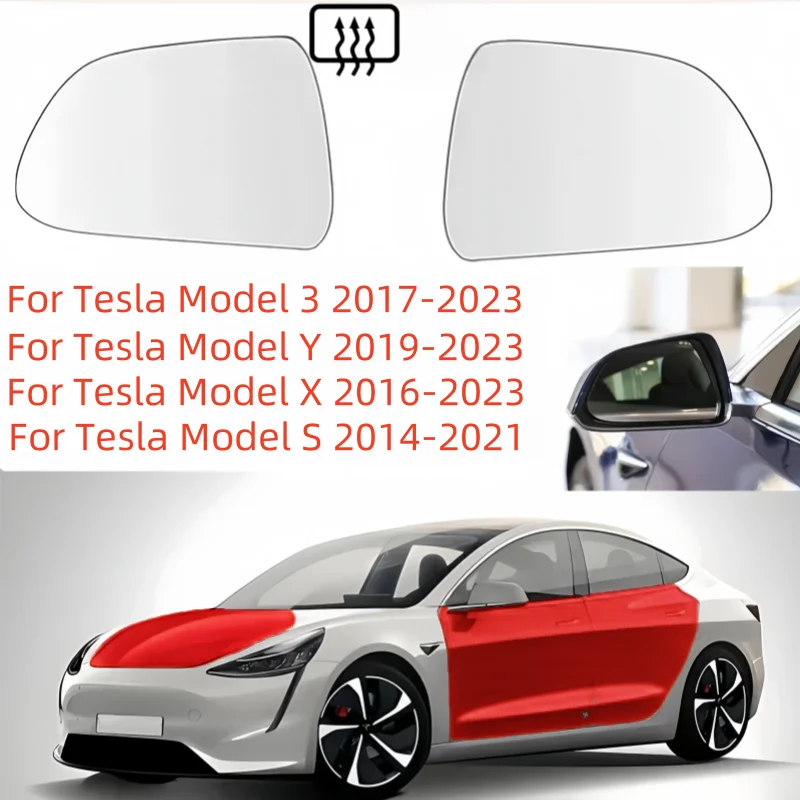 For Tesla Model 3 Y X S Car Left & Right Car Wide Angle Large Vision Rearview Mirror Lenses Heated Glass Rear View Side