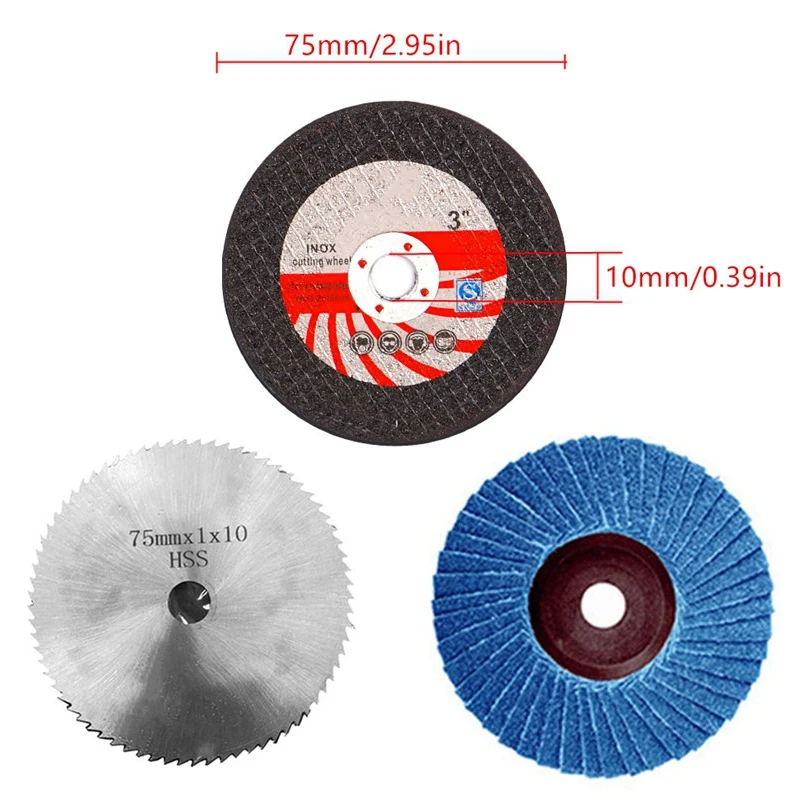 16Pcs 75X10mm Angle Grinding Wheel Set Wood Metal Cutting Disc HSS Carbide Polishing Sheet For 12V Mini Angle Grinder