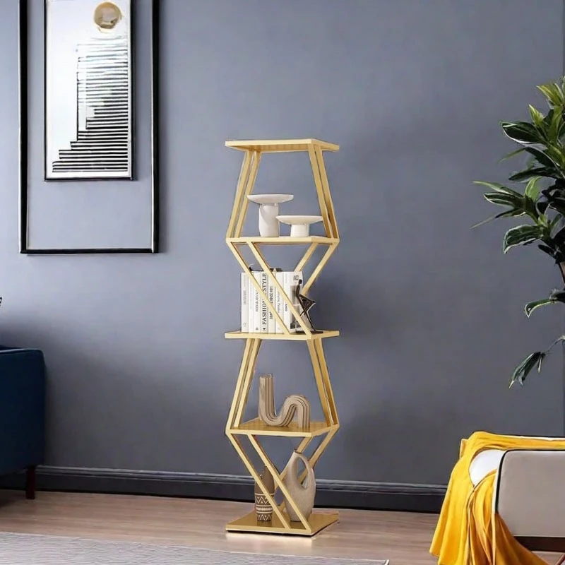 Creative wrought iron bookshelf office living room room minimalist bay window shelf floor to ceiling