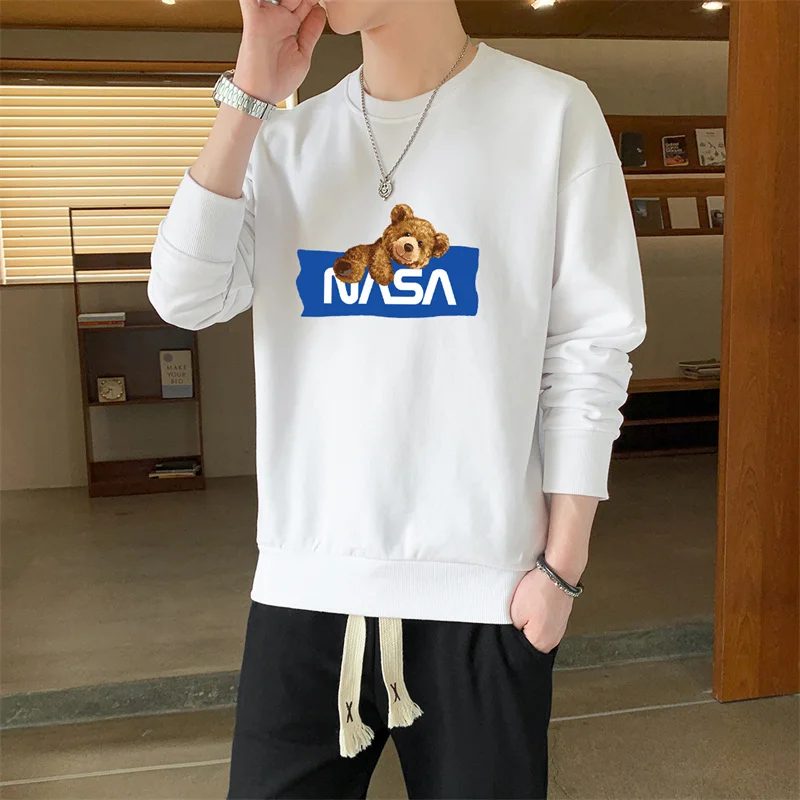 

Спортивный комплект с мультяшным принтом на весну и осень, рубашка и брюки, комплект из 2 предметов, свитер, спортивные штаны, костюм, мужские повседневные топы с длинными рукавами, пуловер, толстовка