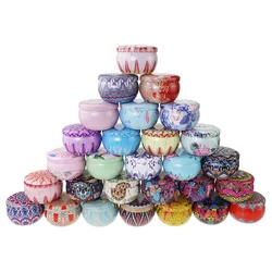 Tinplate Exquisite Bohemian Patterns Jar Scented Candles Gifts for Women Candles Sets Gifts Ideas for Women, Aromatherapy Candle