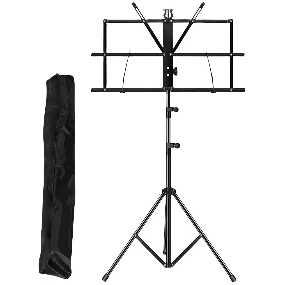 Foldable Music Stand with Carrying Bag Portable Music Sheet Stand Sturdy Adjustable Height Music Book Holder Music Practice