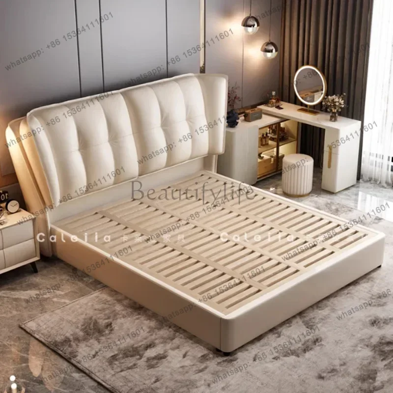 LJY Design Platform Massage Bed Modern Leather Sleeping Princess Bed Bedroom Frame Double Queen Letto Matrimoniale Office Furnit