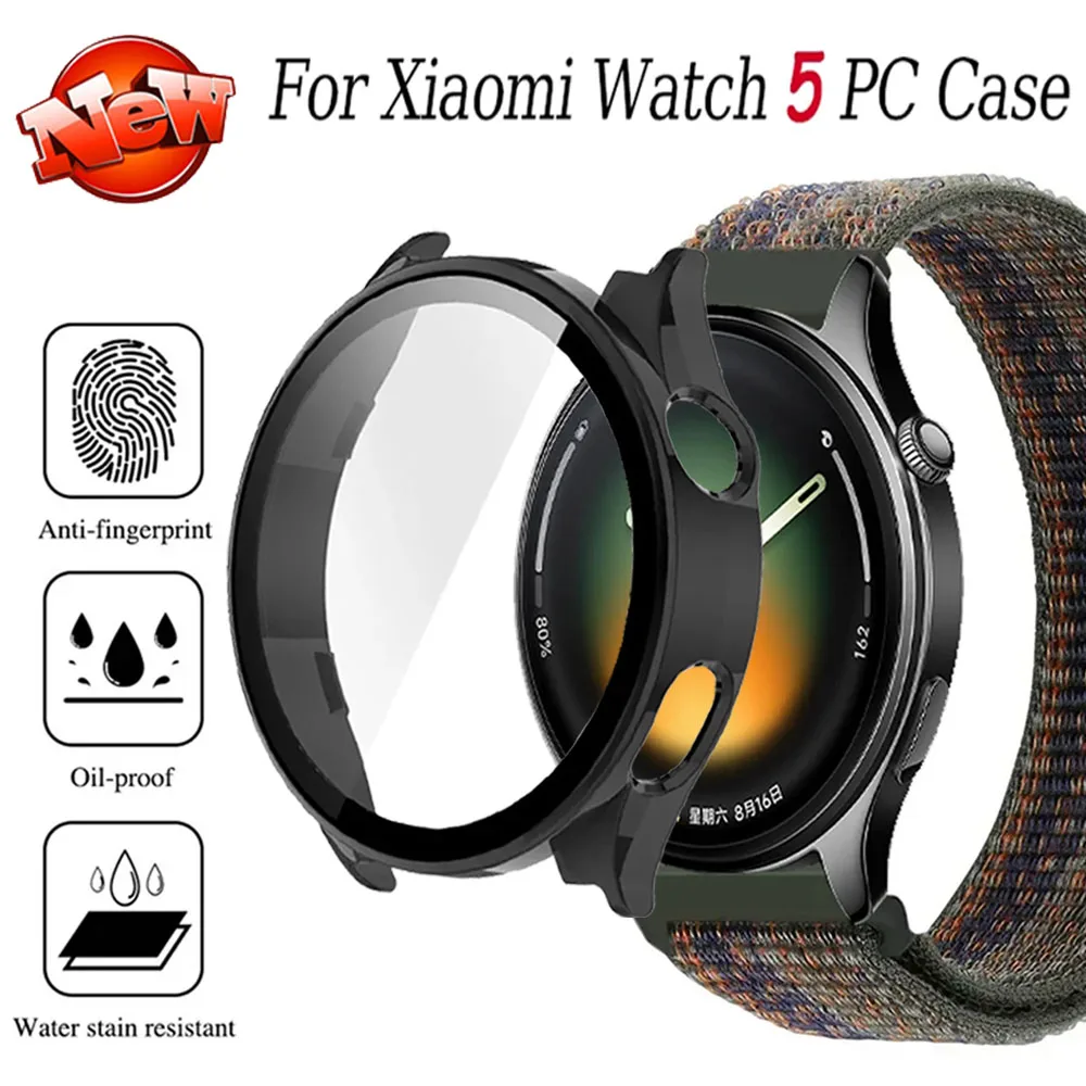 HD-Shell-Membran-integriertes Gehäuse für Xiaomi Watch 5, Schutzhülle aus PC, kratzfest, stoßfest, Zubehör für Xiaomi Watch 5