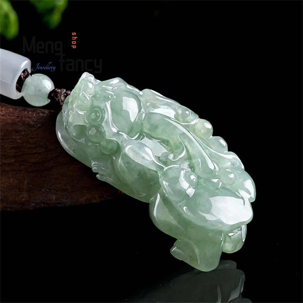 Natural Myanmar A-goods Jadeite Ruyi Pixiu Ice Jade Pendant High-grade Exquisite Fashion Jewelry Mascots Luxury Holiday Gifts