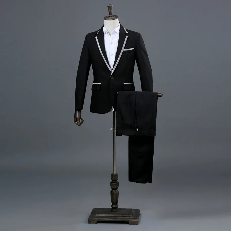 Traje de B394-Wedding para hombre, ropa formal de alta gama, color negro, ligeramente elástica