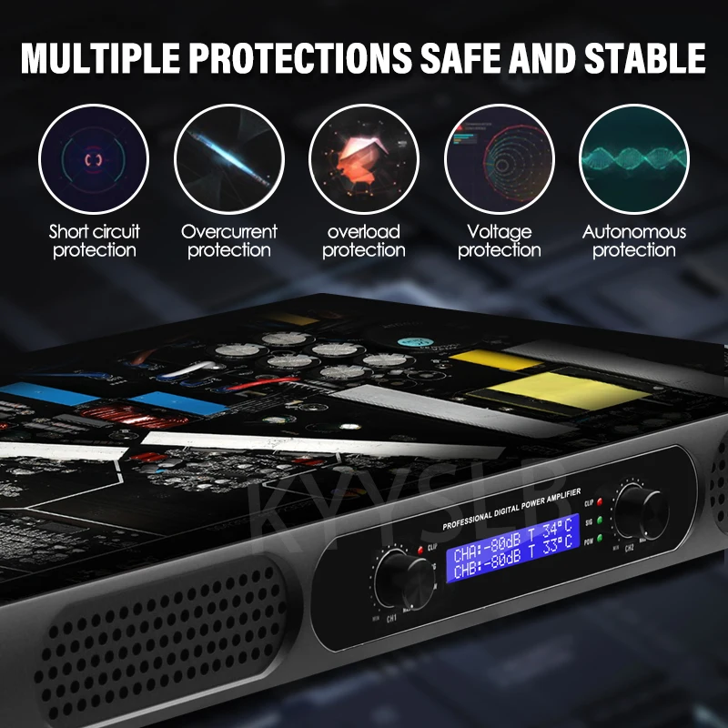 KYYSLB-مضخمات صوت رقمية احترافية ، KTV منزلي ، غناء المسرح والأداء ، عالية القوة ، 208 W ،