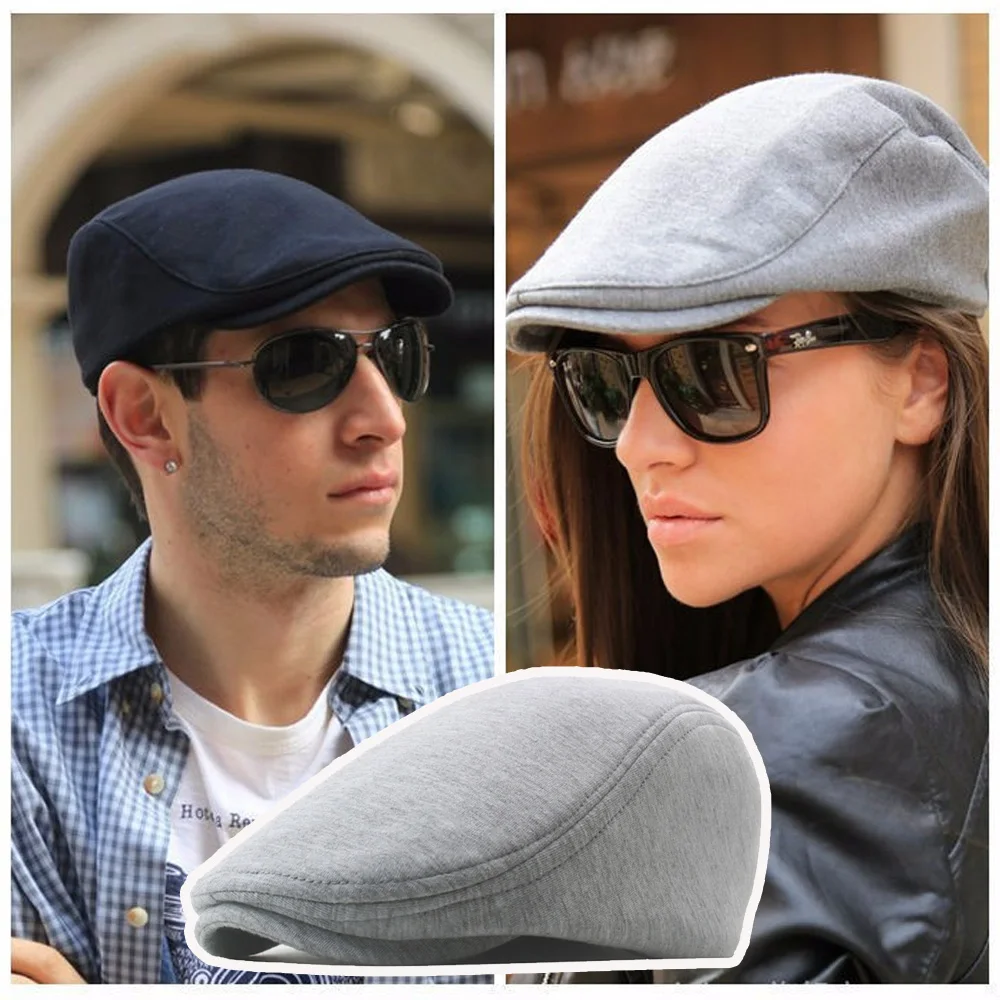 Newsboy Caps Men Women Retro Solid Color Beret Flat Cap Autumn Winter British Style Driver Hats The Waiter Cap Cabbie Hat