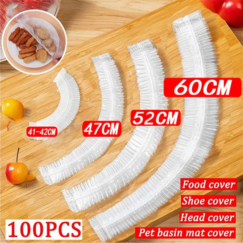 Cubierta desechable para alimentos, gorro de plástico para ducha, cubierta elástica de plástico para frutas y alimentos, bolsa de almacenamiento de grado alimenticio, organizador de cocina