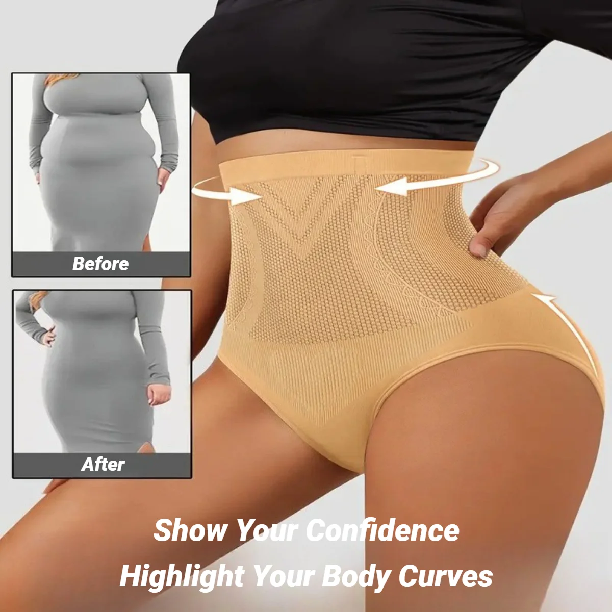 Nowe, unikalne modelujące majtki wyszczuplające z włóknami regenerującymi, kontrolujące brzuch, wyszczuplające uda, trener talii, bielizna modelująca dla kobiet.