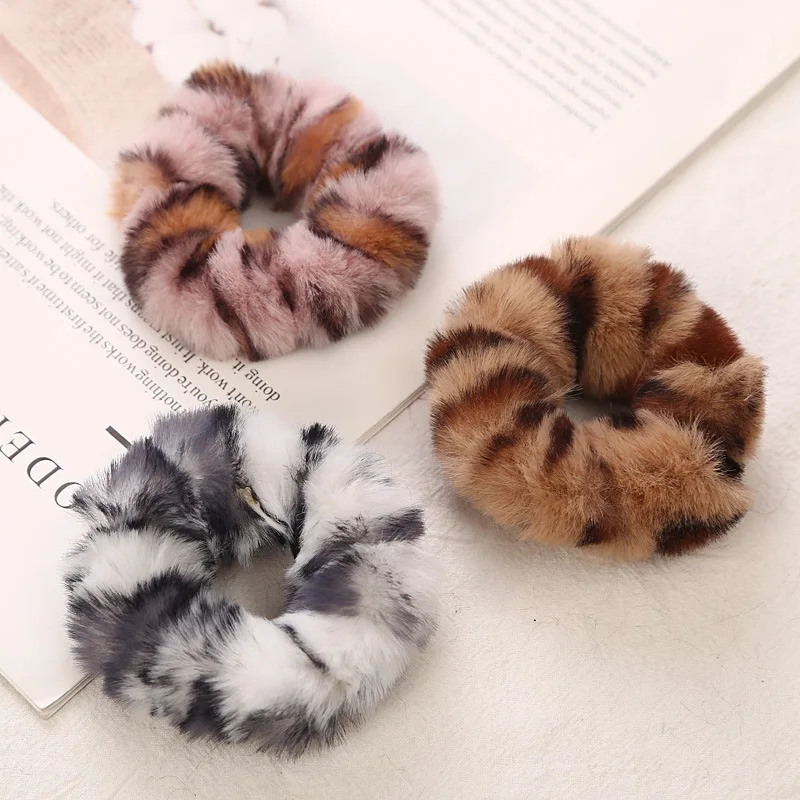 1PC Cute Soft Fur  Hair Scrunchies Fake Fur Hair Rope Women Girls Elastic Hair Rubber Bands Plush Hair Ties Hair Accessories