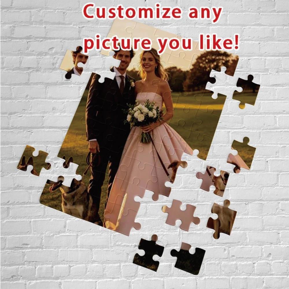 35/300/500/1046pcs Personalized Custom Photo Puzzle Couple Photos DIY Handmade Puzzles Photo Wall Art