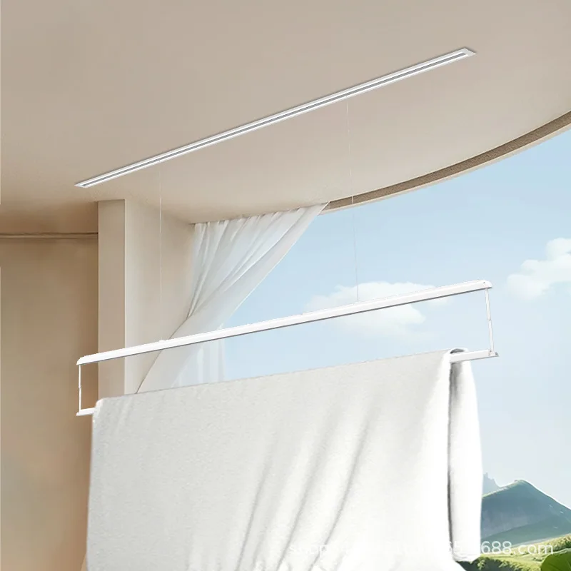 Household drying rack double pole hidden invisible voice-activated balcony quilt drying pole