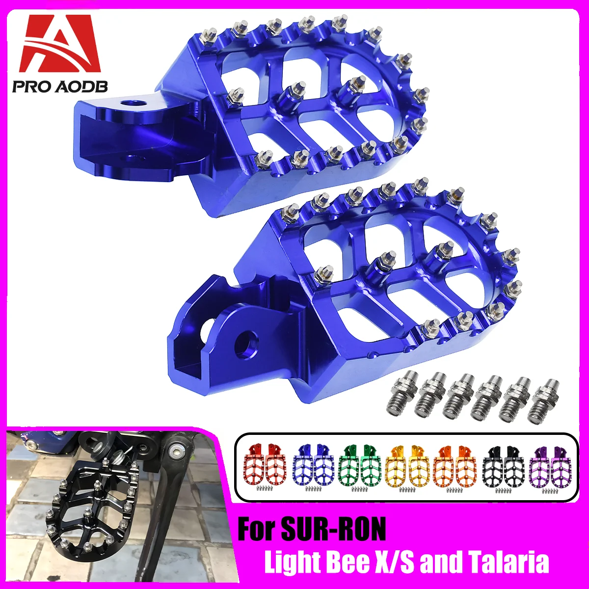 

For Sur-Ron Sur Ron Surron X S Light Bee Off-Road Electric Vehicle Motorcycle CNC Footpegs Footrests Foot Pegs Rests Pedals Pad