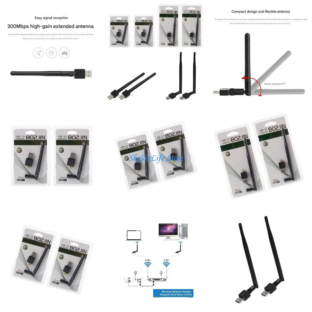 

E65E Fast 150Mbps USB WiFi Receiver RTL8188 MTK7601 for PC Plugs Play Easy Connection for Travel Use