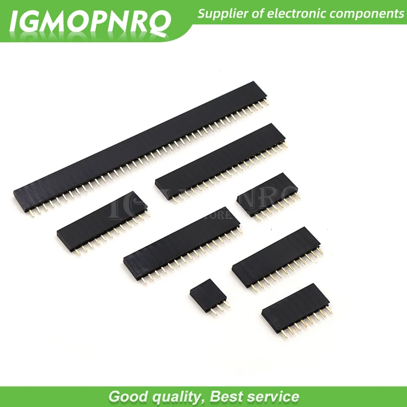 암핀 소켓 PCB 커넥터, 아두이노용 단일 행 마더, 2.54mm 피치, 4 핀, 5 핀, 6 핀, 7 핀, 8 핀, 9 핀, 10 핀, 12 핀, 100 개