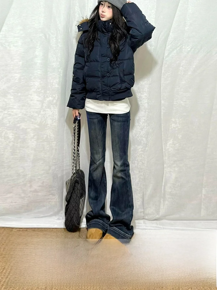 

Sexy Low Waist Wide Leg American Sle Denim Jeans Women's Autumn Winter New Sle Pear ape Hot Girl Retro Long Pants
