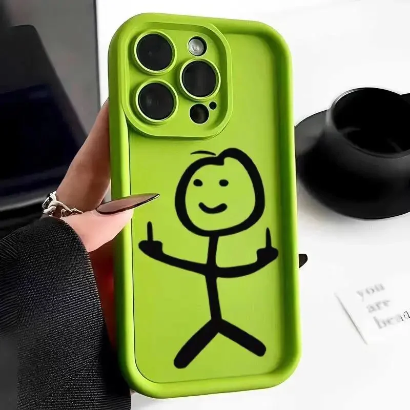 Schattige Cartoon Matchman Matte Siliconen Telefoonhoesje Voor Iphone 15 12 13 14 11 Pro Max Xr Xs X 7 8 Plus Se 2020 Zachte Achterkant