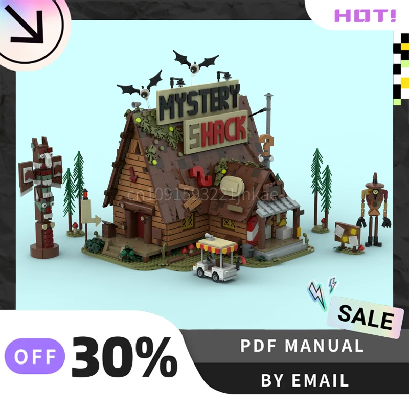 [3874 peças] conjunto de blocos de construção criativos moc mistério shack personalizado, brinquedos educativos, kit de modelo de construção, presentes de aniversário