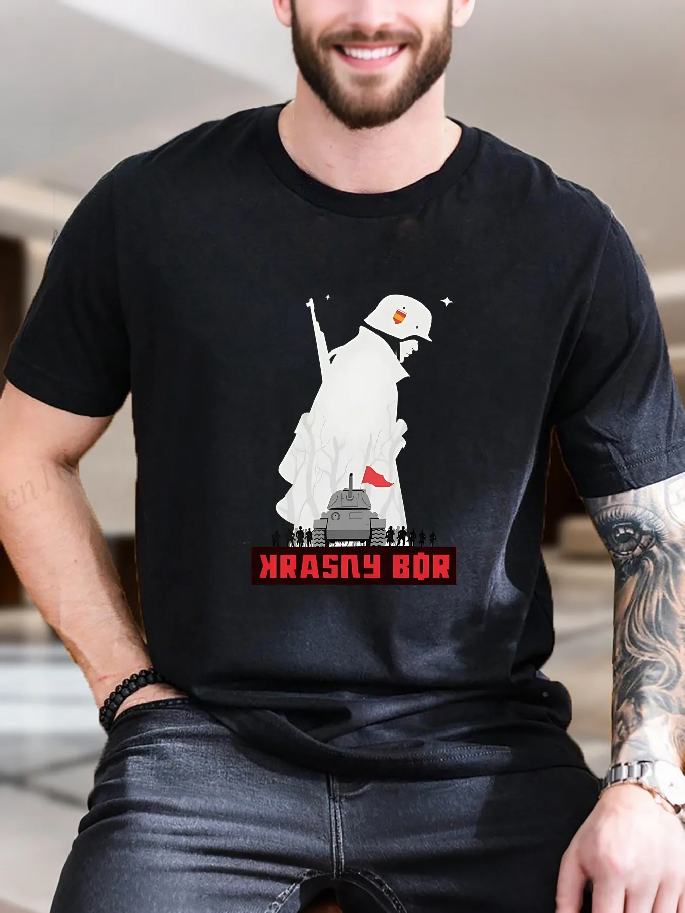 

New Arrival Fashion Men's Graphic Print T-Shirt Tank Red Flag Poster Design 100% Cotton Comfortable Breathable Casual Summer Tee