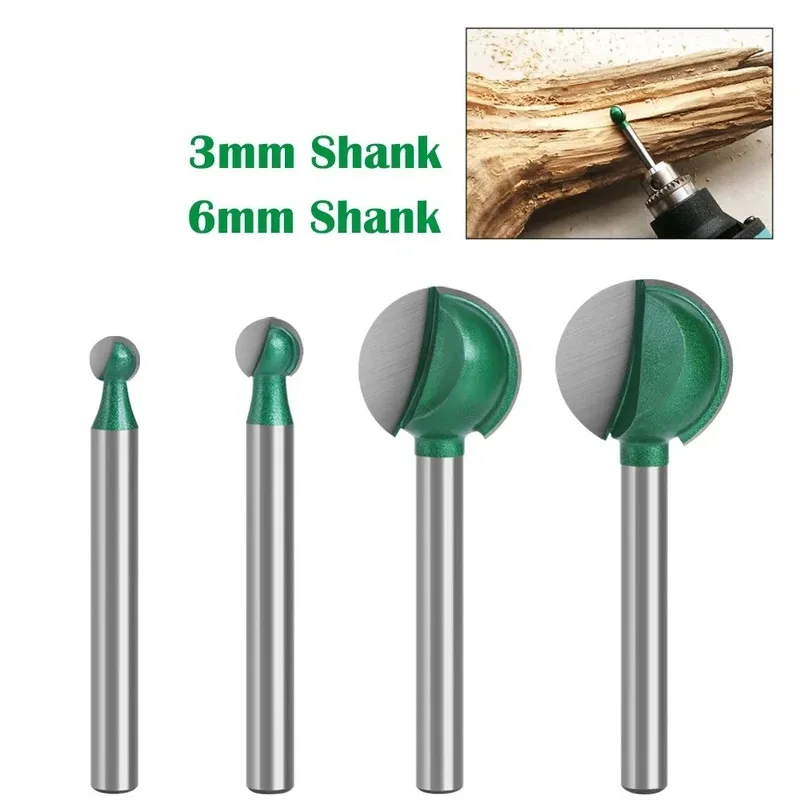 

1pc 3mm Or 6mm Shank Ball Nose Round Carving Bit Router Bit For Wood Cove CNC Milling Cutter Radius Core Tungsten Carbide
