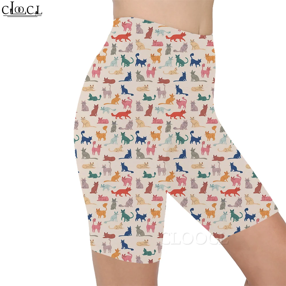 CLOOCL Leggings con motivo floreale estivo retrò Pantaloncini stampati con motivo 3D Pantaloni sportivi da palestra da donna Pantaloncini a vita alta