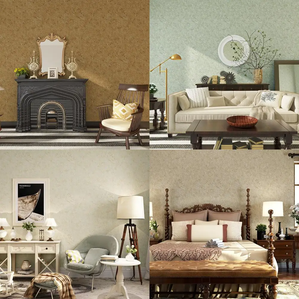 American Retro Luxury Solid Green Non Woven Fabric Wallpaper for Bedroom Living Room Home Decor