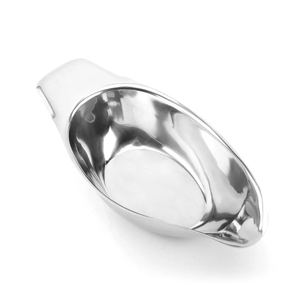 

Stainless Steel Gravy Boat Heavy Duty Juice Sauce Dish Flat Grip Design Restaurant Hotel Kitchen Use Condiments Container Steak