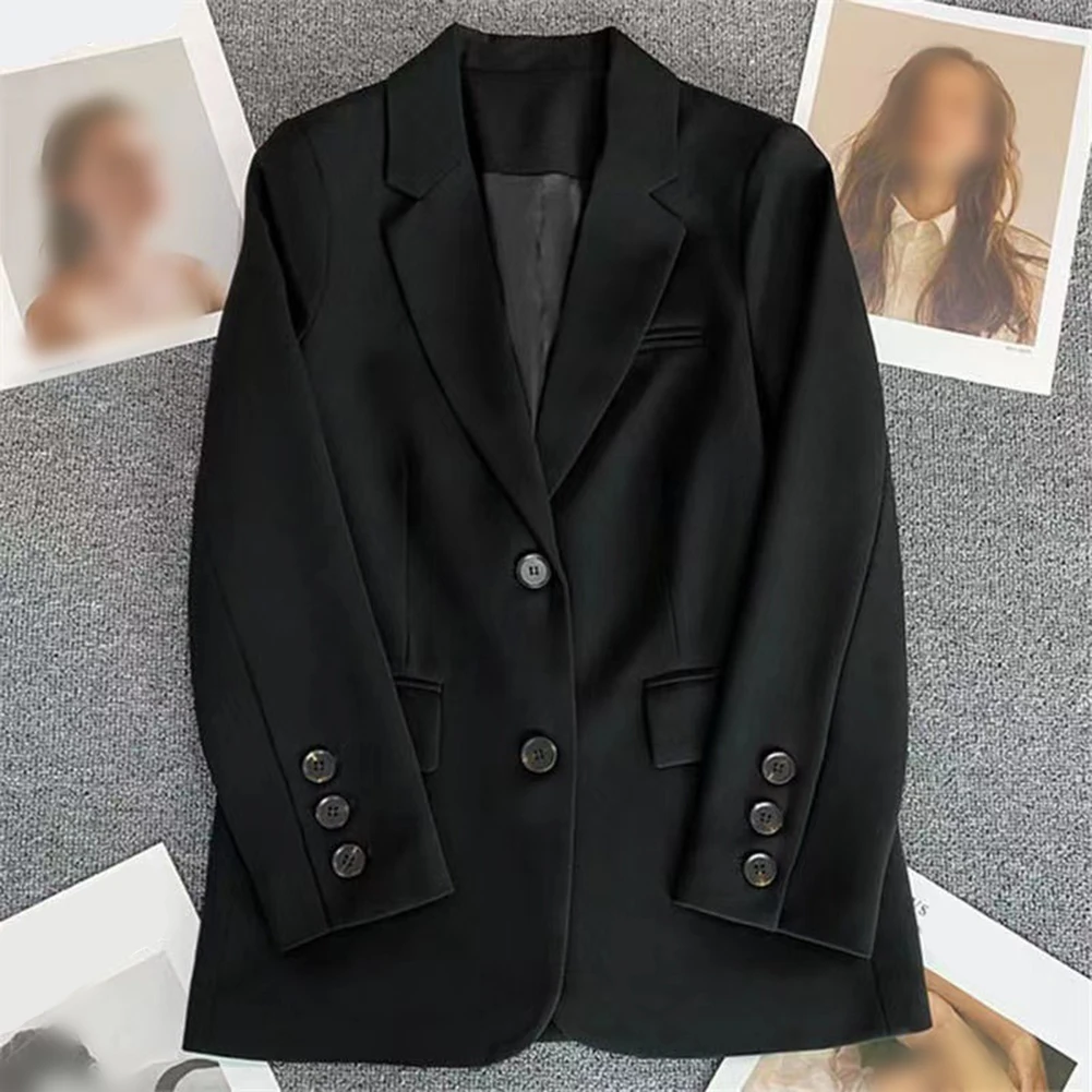 Women\\\'s Suit Jacket Long Sleeves Button Closure with Lapel Collar Solid Color for Casual Wear Including Vacation and Holiday