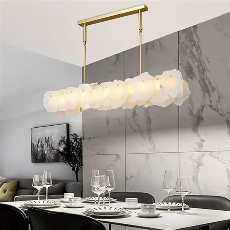 Modern Spanish marble chandelier solid metal Alabaster restaurant home use living room luxurious decorative LED pendant light