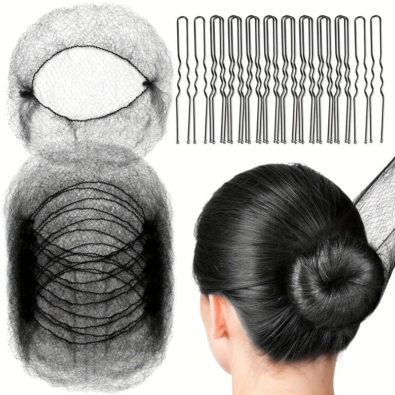 30pcs Hair Styling Set - Invisible Hair Nets, U-Shaped Pins & Clips for Easy Bun & Chignon Styles - Perfect for All Hair Types