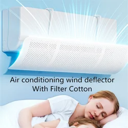 Air Conditioning Wind Shield With Filter Cotton White Air Conditioner Wind Deflector Universal Hanging Air Outlet Dust Cover