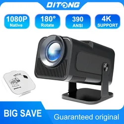 DITONG HY320 Newly Native 1080P Android 4K 1080p Projector 390ANSI Wifi Cinema Outdoor Portable 180° Rotable hy300 Projector