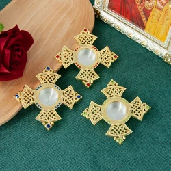 HTISOK Reliquary Metal Screwed Church ashes Box Antique Religious Home Chapel Decoration Orthodox Pastor Prayer ashes Monstrance
