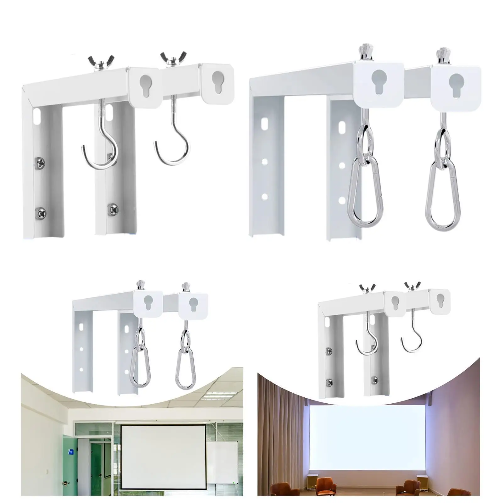 2x Projector Screen Ceiling Mount Universal for Game Room Classroom Office