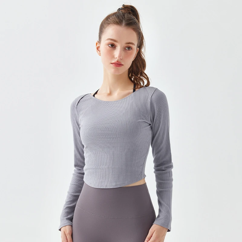

Women Yoga Shirts Hollow Out Long Sleeves Sports T-shirts Textured Running Sweatshirts Quick Dry O-Neck Gym Fitness Tops Blouse