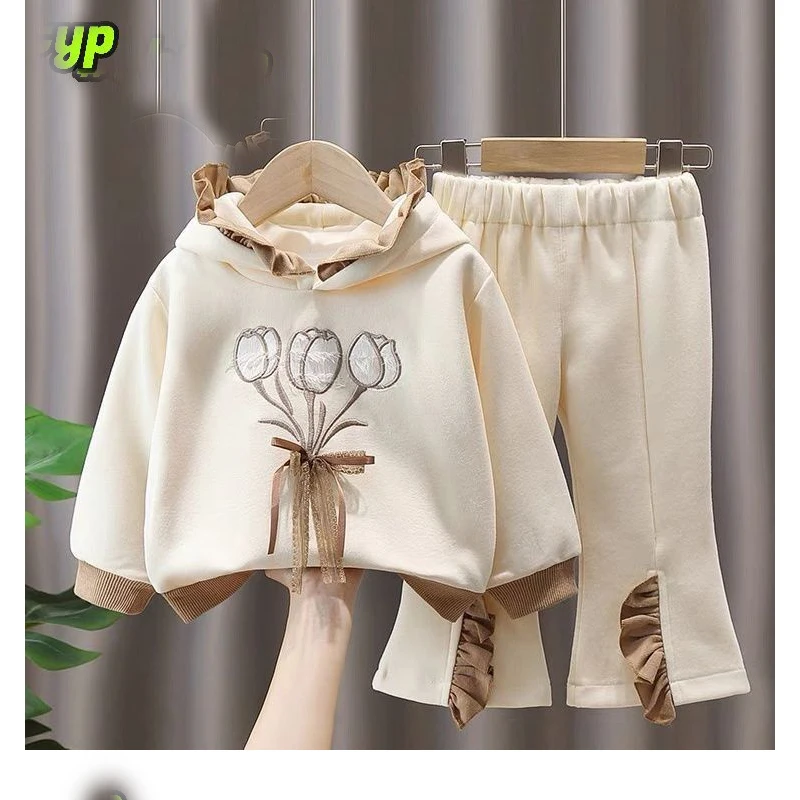 2PCS Spring Autumn Girls Set Long sleeved Top Pants Fashionable Kids image 2