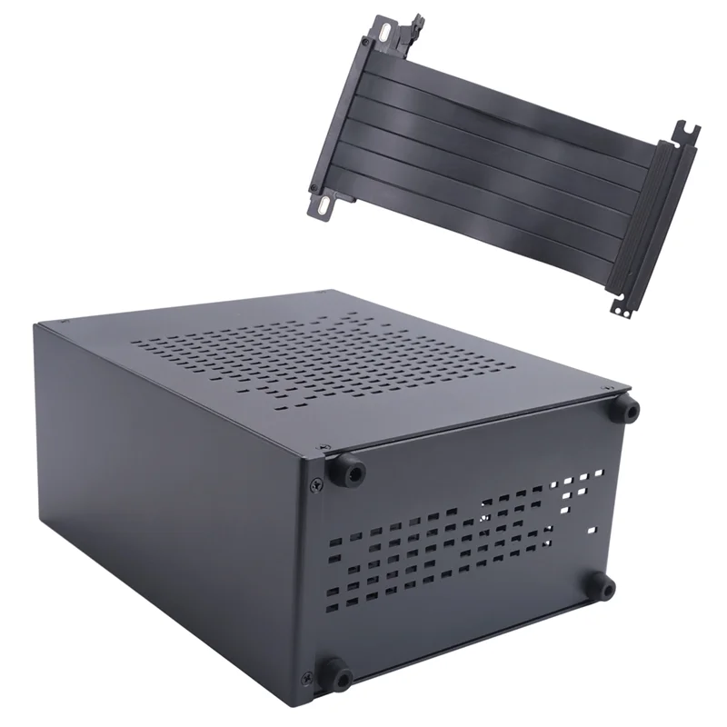 A29F-A07 Casing Komputer Mini ITX Sasis Casing Host HTPC Penutup USB 3.0 ITX dengan Kabel Ekstensi Kartu Grafis